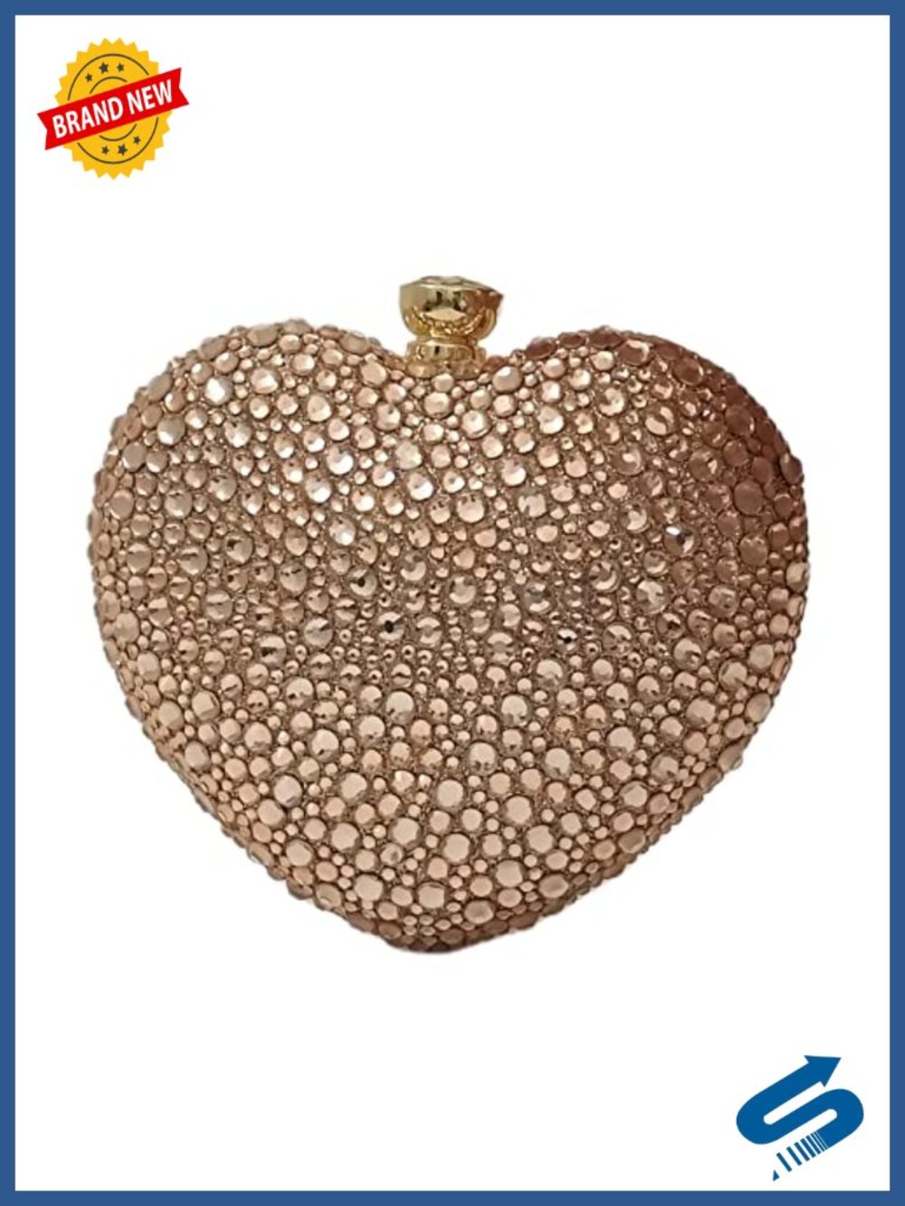 Heart Shape Rhinestone Clutch Purse Mini Evening Handbag Wedding Party Bag